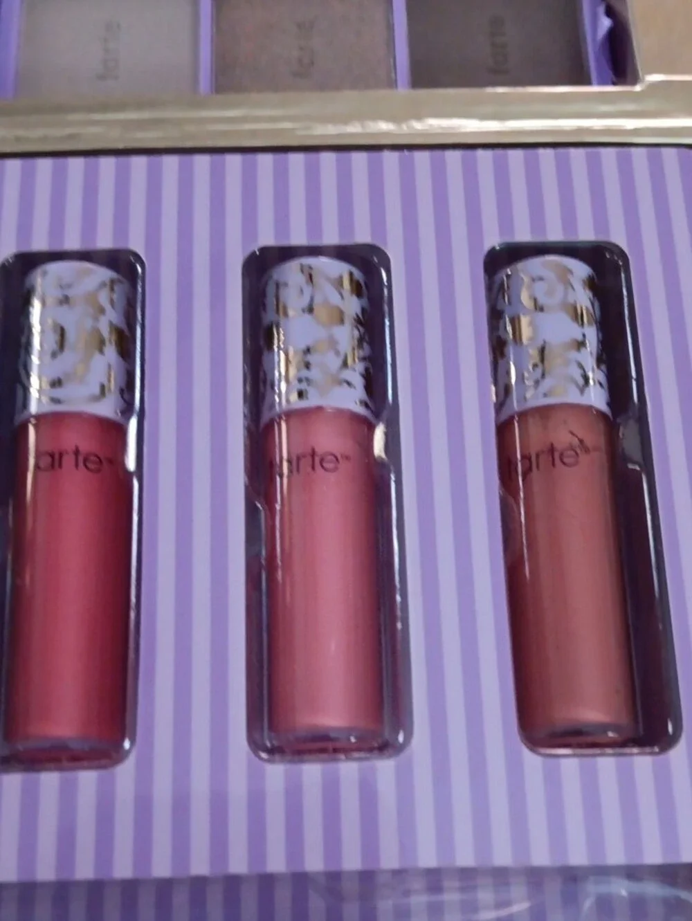 Tarte Eyeshadow Case With Nuetral Eyeshadows, Blush, And Lip Glosses